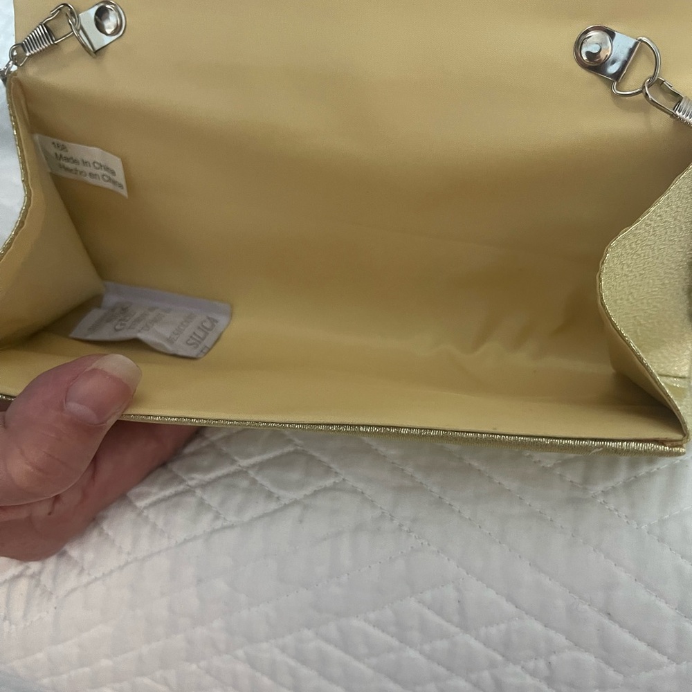 Gold Clutch with Rhinestone Accent - Picture 3 of 3